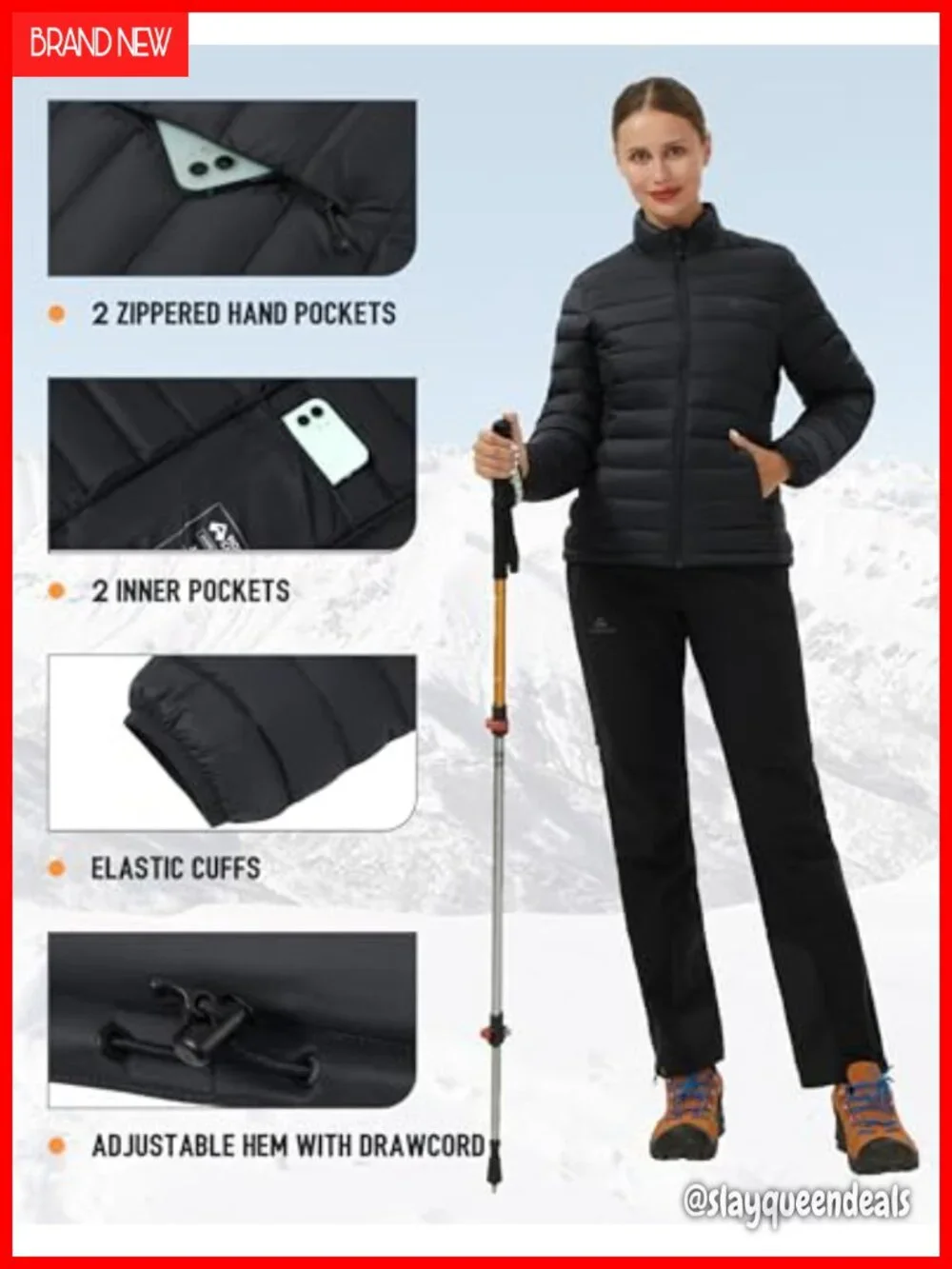 Packable Puffer Jacket Lightweight Quilted Coat Water-Repellent Insulated